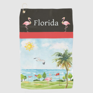 Florida Flamingo Golf Towel