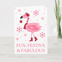 Florida Flamingo Tropical Beach Christmas Holiday Card