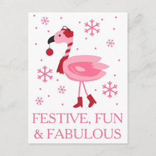 Florida Flamingo Tropical Beach Christmas Holiday Postcard