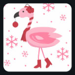 Florida Flamingo Tropical Beach Christmas Holiday Square Sticker<br><div class="desc">© Cindy Bendel Coastal Beach Style All Rights Reserved.</div>