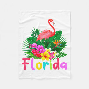 Florida Flamingo Tropical Plant Summer Vacation Fleece Blanket