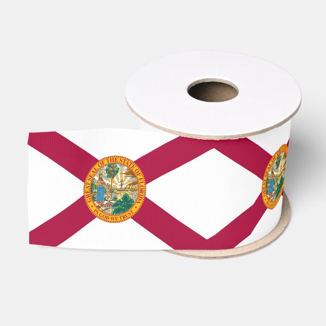 Florida & Florida Flag, birthday party /sports Grosgrain Ribbon (Spool)