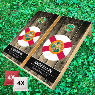 Florida & Florida Flag Rustic Wood / Family fun Cornhole Set