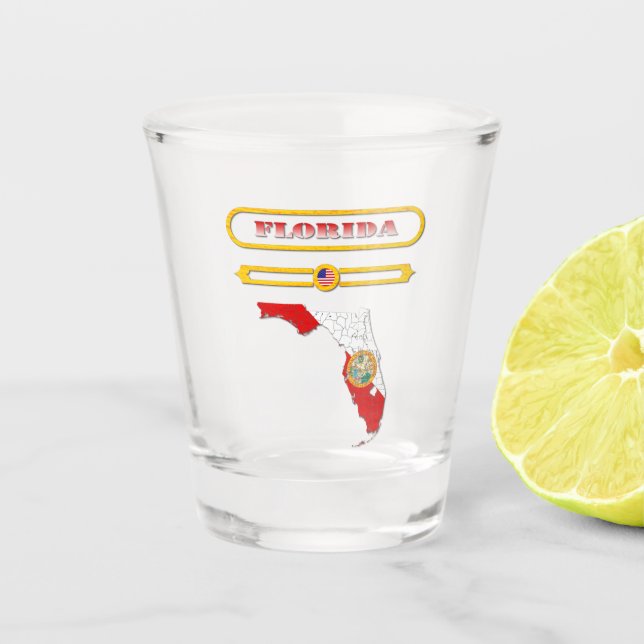 FLORIDA, FLORIDA MAP, USA. SAMER BRASIL SHOT GLASS (Front)