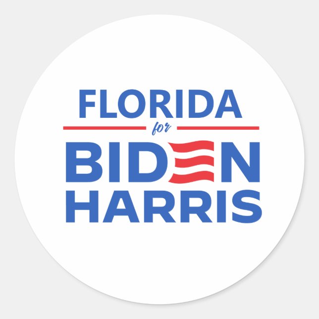 Florida for Biden Harris Classic Round Sticker (Front)