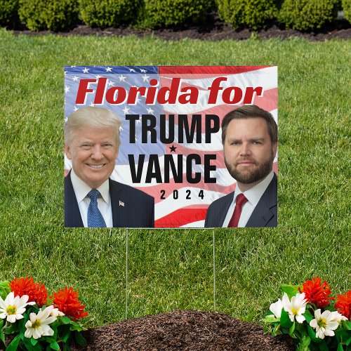 Florida for Trump Vance 2024 Photo American Flag Sign