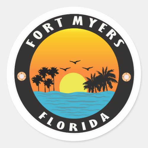 Florida_fort myers beach classic round sticker