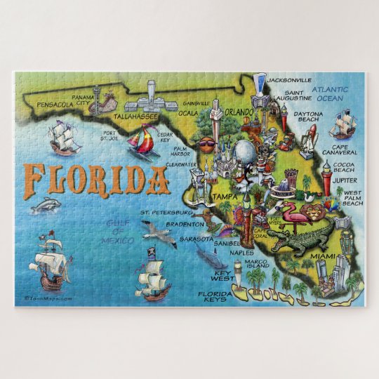 Florida Fun Map Jigsaw Puzzle | Zazzle.com