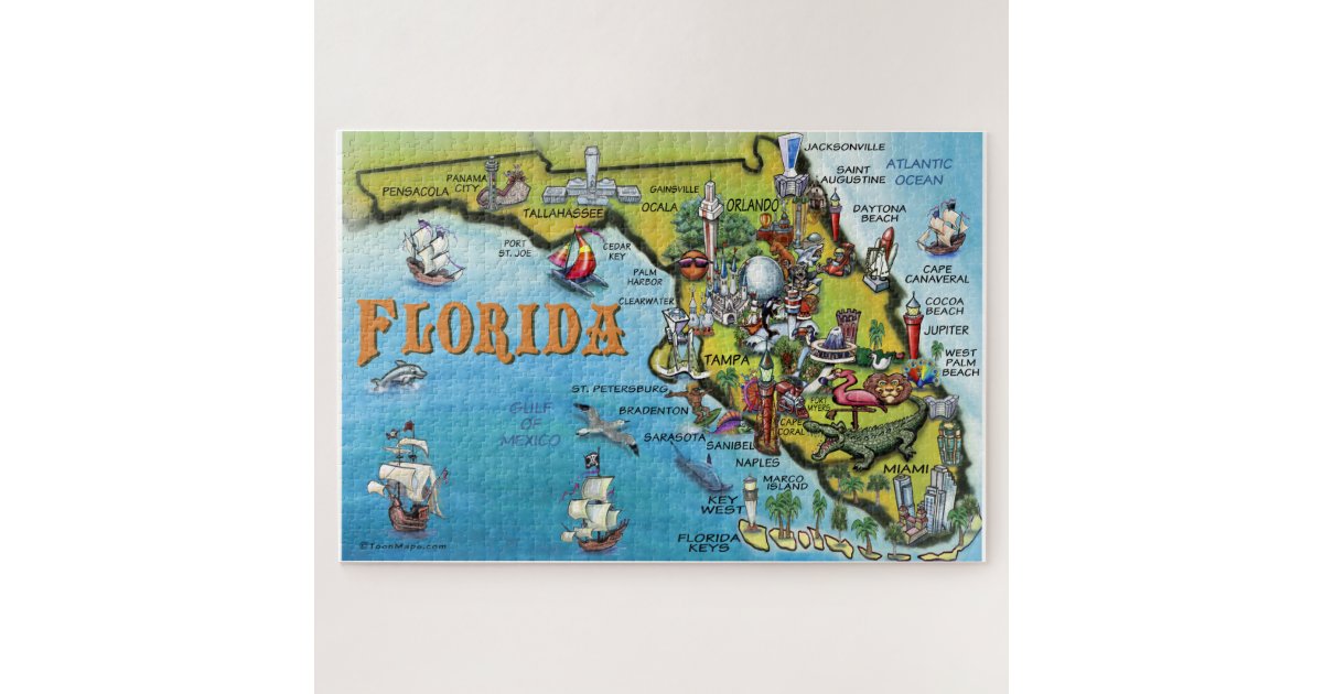 Florida Fun Map Jigsaw Puzzle | Zazzle