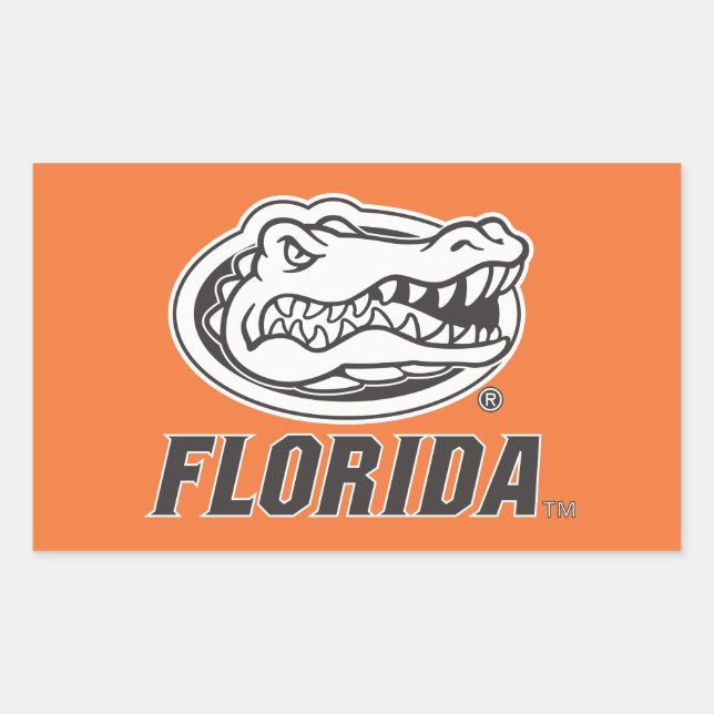 Florida Gator Head Black & White Rectangular Sticker (Front)