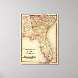 Florida, Georgia, and South Carolina Canvas Print