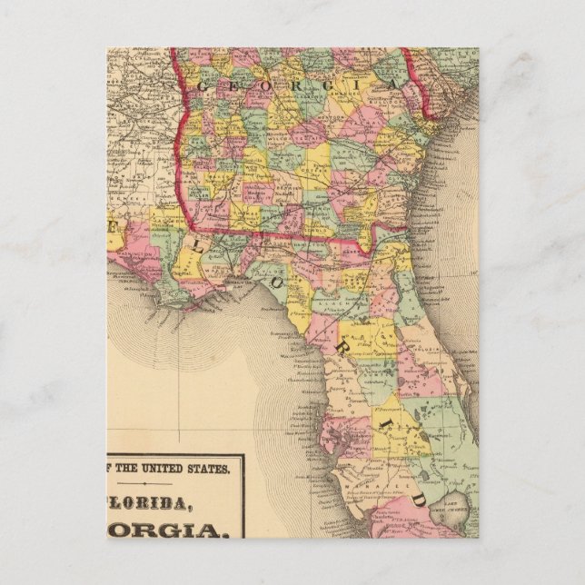 Florida, Georgia, and South Carolina Postcard (Front)