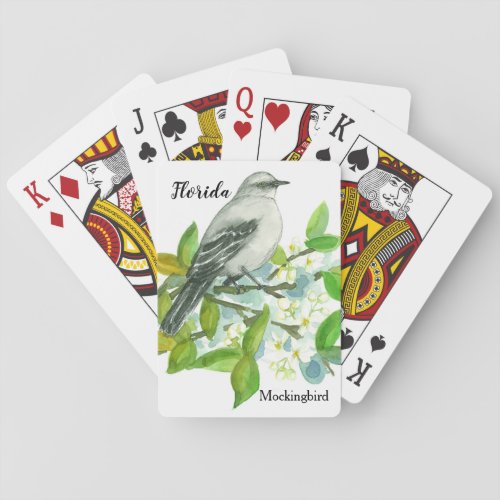 Florida Gift Mockingbird Orange Blossom Flower Poker Cards