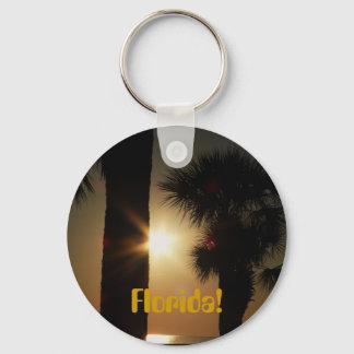 Florida! Gilf sunset through palm trees Keychain