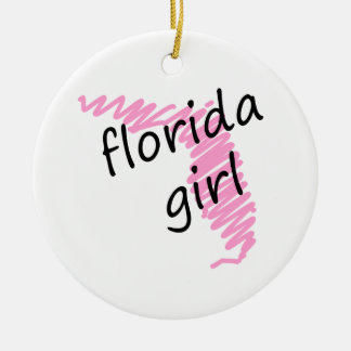 Florida Girl with Scribbled Florida Map Ceramic Ornament