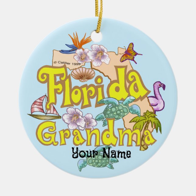 Florida Grandma  Ceramic Ornament (Front)