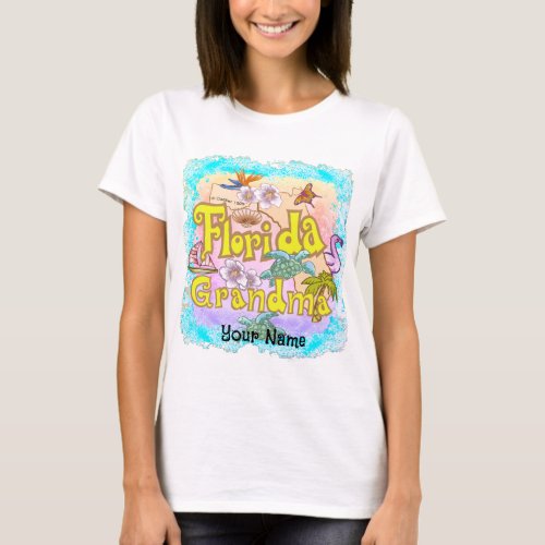 Florida Grandma custom name t_shirt