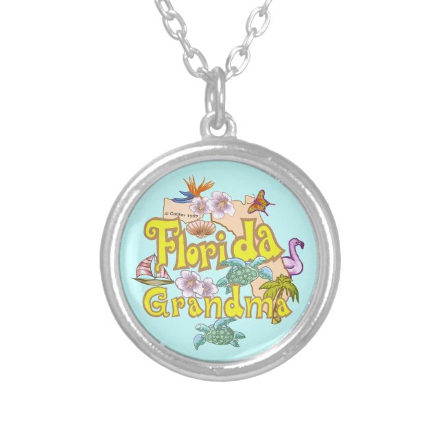 Florida Grandma Silver Plated Necklace (Front)