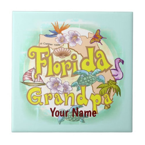 Florida Grandpa custom name  Ceramic Tile