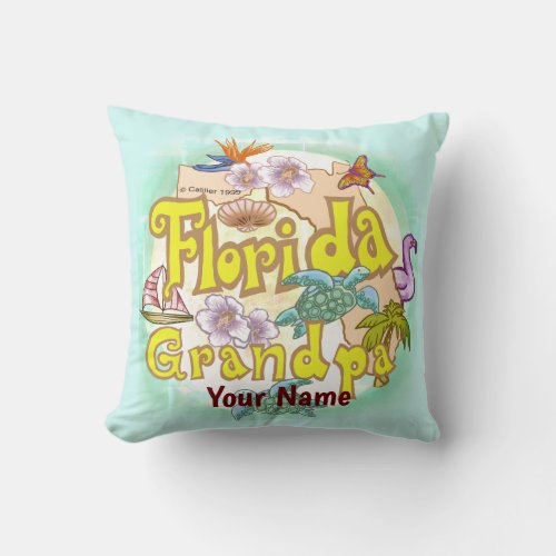 Florida Grandpa custom name  Throw Pillow