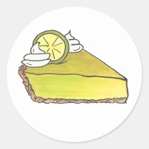 Florida Green Key Lime Keylime Pie Slice Dessert Classic Round Sticker