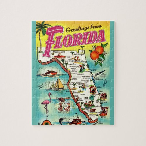 Florida Greeting Map 8x10 Jigsaw Puzzle