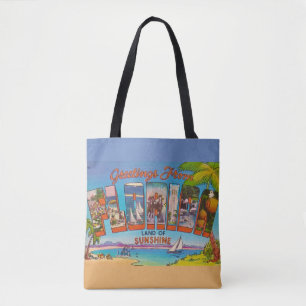 Florida Greetings Colorful Vintage Tote Bag