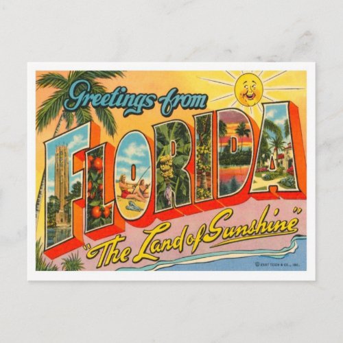 Florida Greetings From US States Postcard