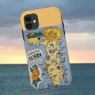 Florida Greetings Retro Map iPhone 11 Case