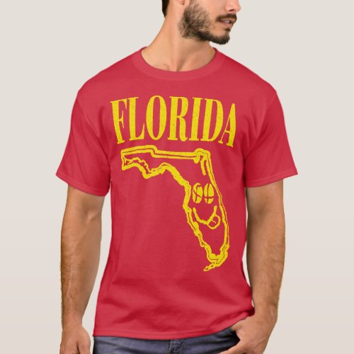 Florida Grunge Smiling Face Black Background T_Shirt