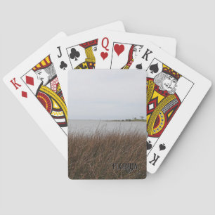 Florida Gulf Beach Forbidding Needlerush Photo Poker Cards