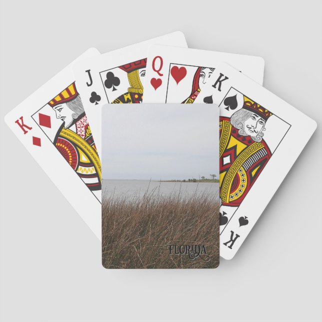 Florida Gulf Beach Forbidding Needlerush Photo Poker Cards (Back)
