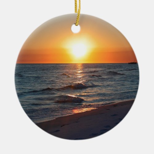 Florida gulf coast sunset ceramic ornament
