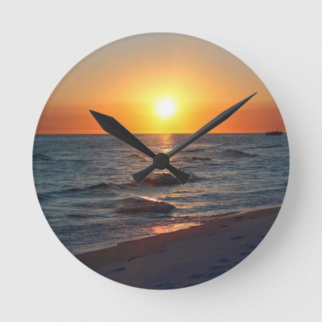 Florida gulf coast sunset round clock (Front)