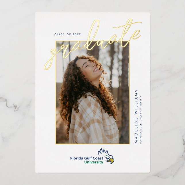 Florida Gulf Coast University Graduation Foil Invitation (Front)