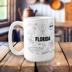 Florida Hand Drawn Line Art Symbols Coffee Mug
