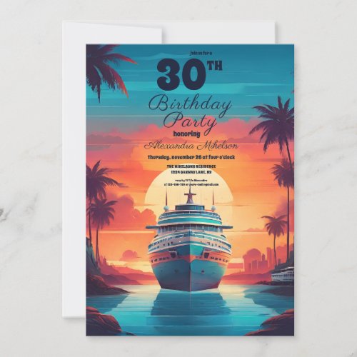 Florida Hawaii nautical cruise Birthday Party Invitation