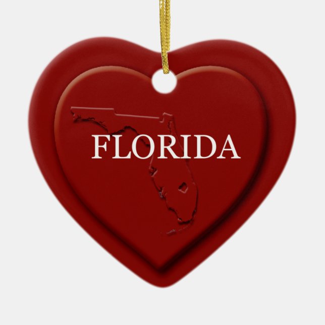 Florida Heart Map Christmas Ornament (Front)