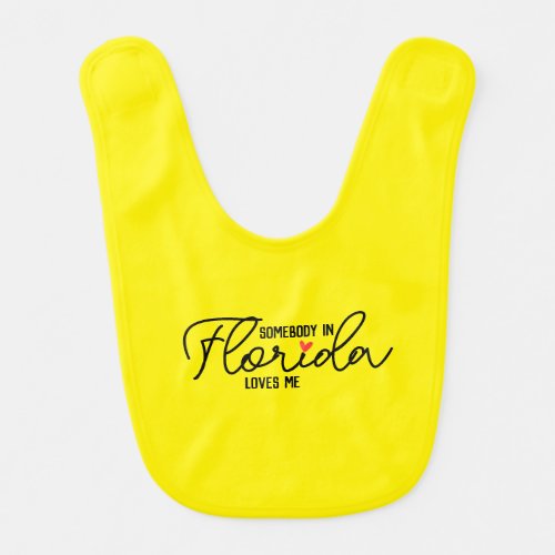 Florida Heart on Yellow  Baby Bib