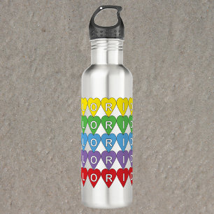 Florida Heart Rainbow Stainless Steel Water Bottle