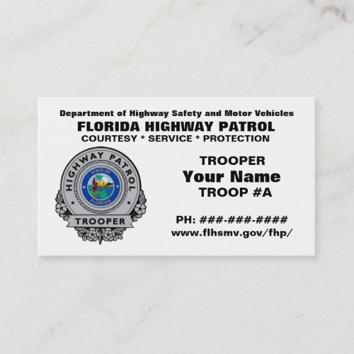 Florida Highway Patrol FHP Business Card
