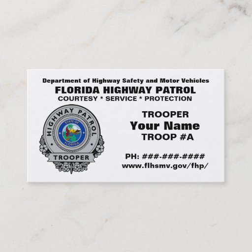 Customizable Florida Highway Patrol FHP Business Card