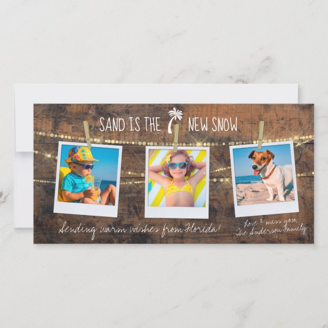 Florida Holiday Sand is the New Snow 3-Photo Card (Front)