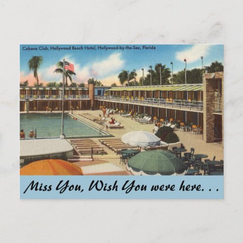 Florida Hollywood Beach Hotel Postcard