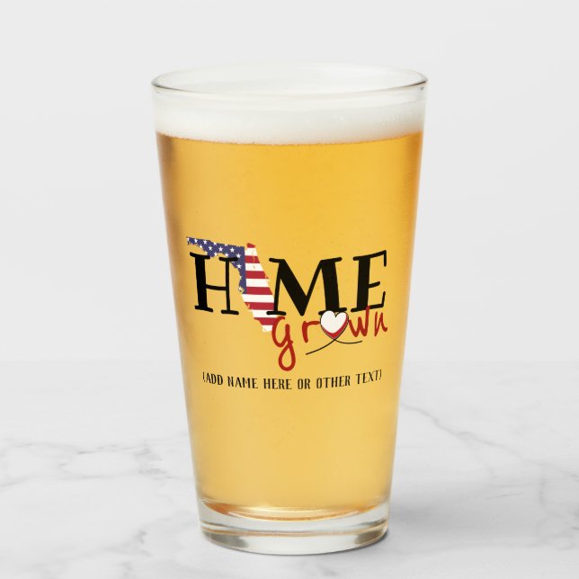 FLORIDA Home Grown Personalized Beer Glass (Front Filled)