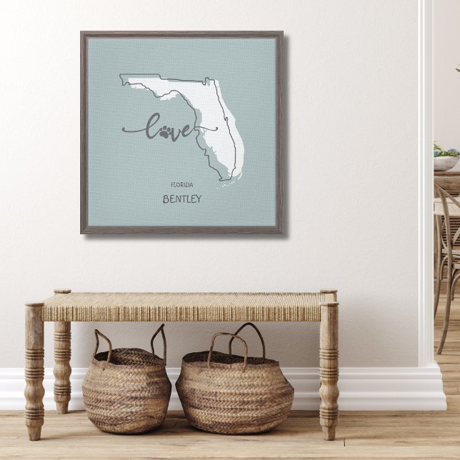 Florida Home State Dog Lover Canvas Print (Florida lovers, and dog lovers, what a beautiful custom canvas to add to any wall!)