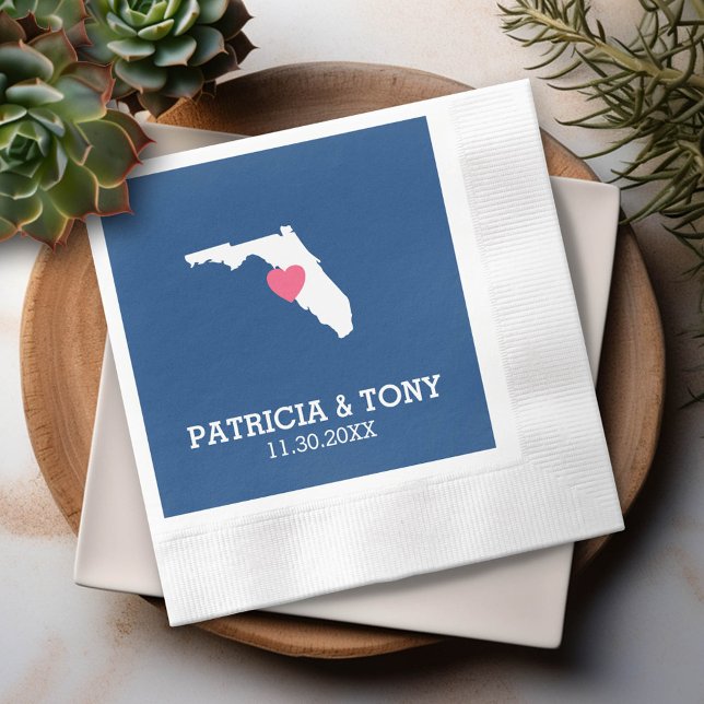 Florida Home State Love with Optional Heart Paper Napkins (Custom Napkin)