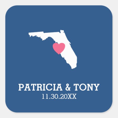 Florida Home State Love with Optional Heart Square Sticker