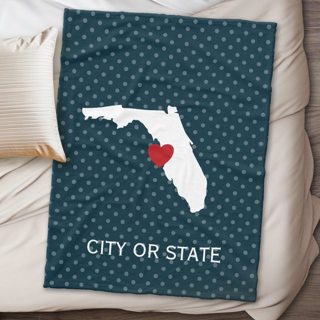 Florida Home State Map - Custom Wedding Names Fleece Blanket (State Personalized Fleece Blanket)
