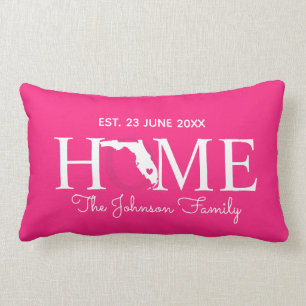 Florida home state map personalized family lumbar pillow